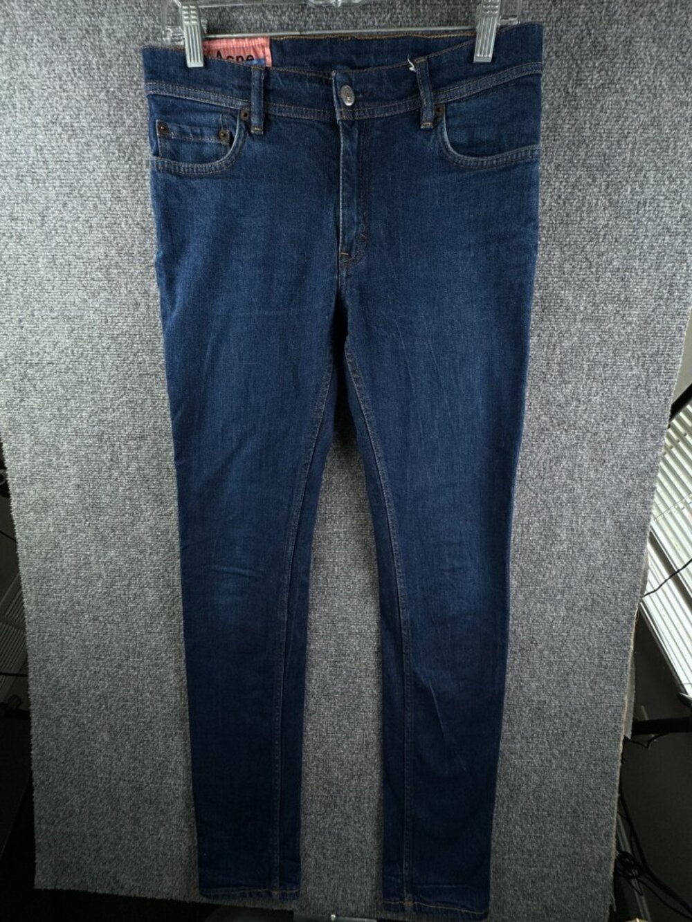 Acne Studios Bla Konst Blue Jeans Men Size 32x34 Stockholm Zip Fly Dark Wash